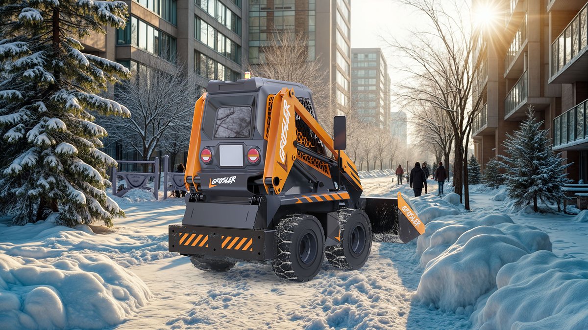 Погрузчик GROSLER GI 1300, рендер во дворе зимой