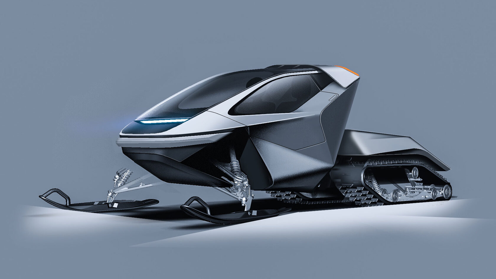 Newtone Snowmobile, концепт, вид в три четверти, закрытая кабина