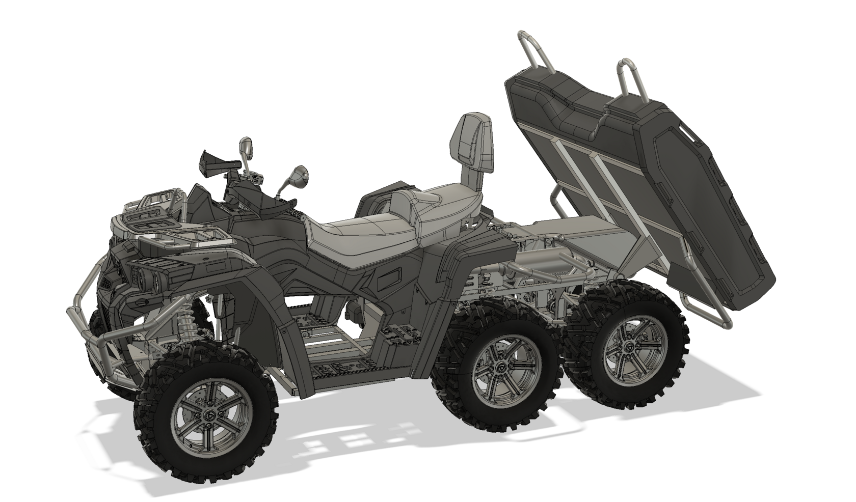 Вездеход «Термит» 6×6, CAD-рендер шасси с поднятым кузовом