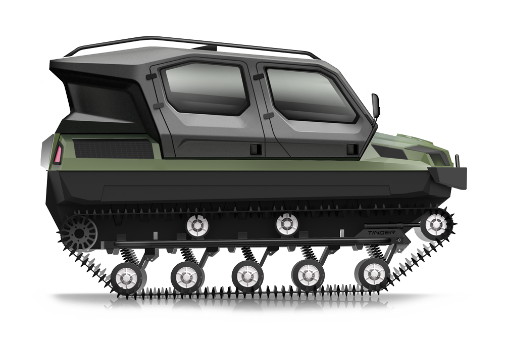 Болотоход Tinger TR5, съёмная крыша, вид в профиль, рендер